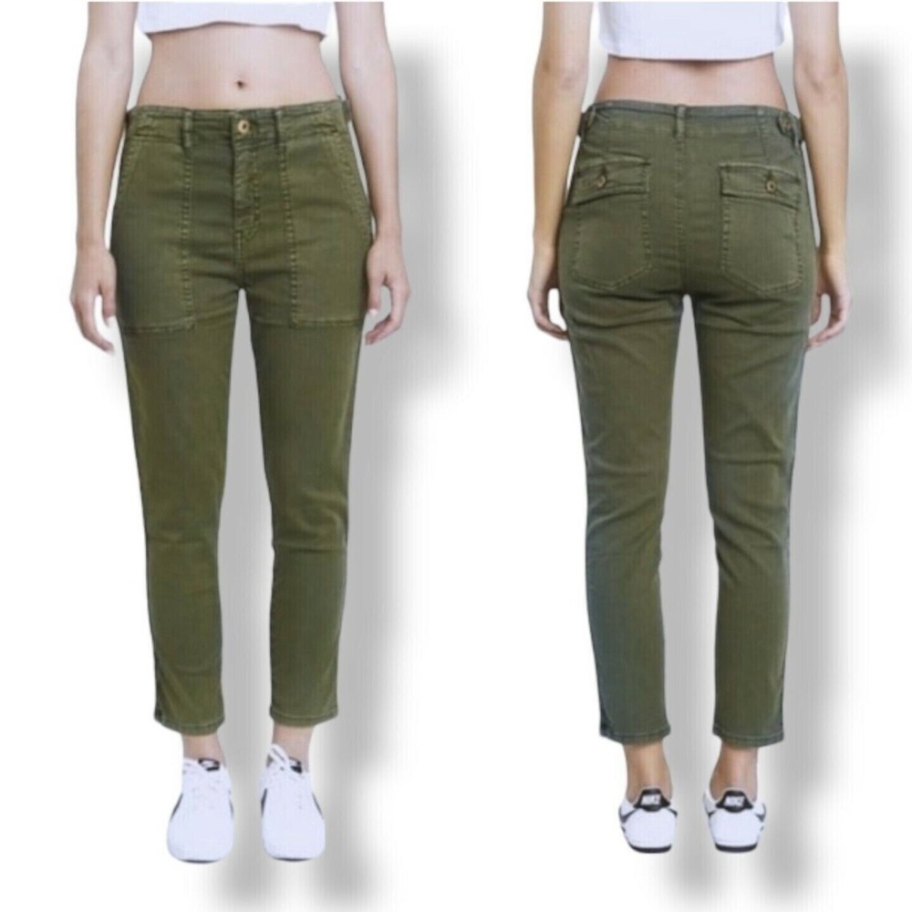 THE GREAT. Olive Cropped Utility Trousers
